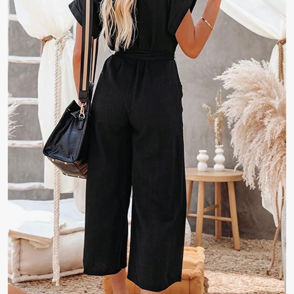 Black Short Sleeve Button-up Jumper - Picture 4 of 8